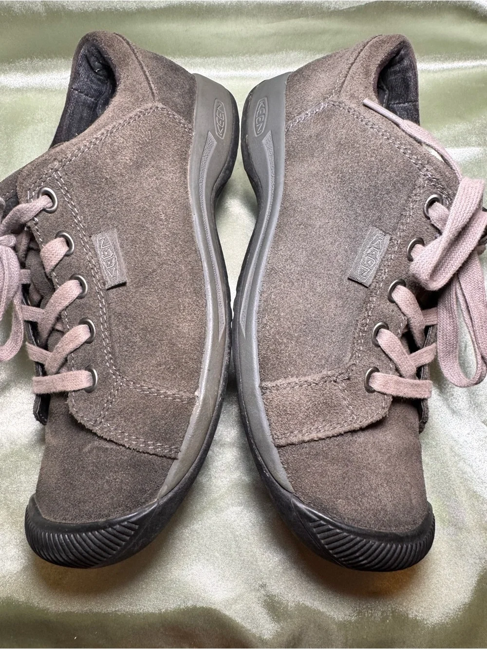 KEEN Reisen Low Leather Suede Comfort Oxford Sneakers Olive Green 7.5